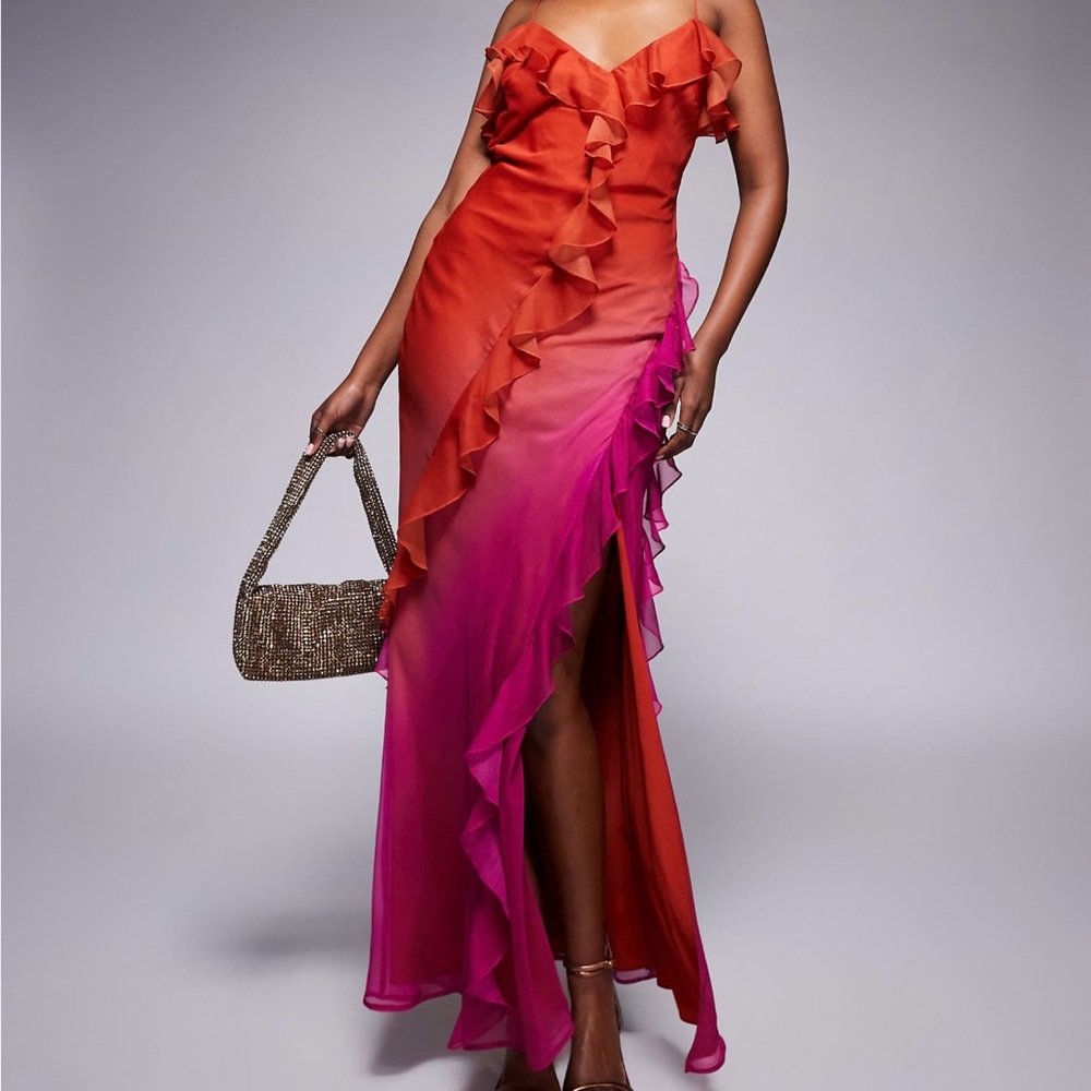 Elegant Ombre Ruffle Dress